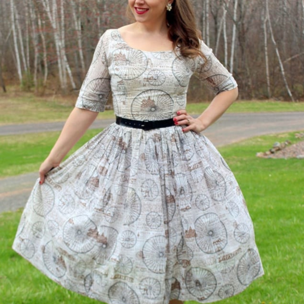 1960s Vintage Jonathan Logan Novelty Print Dress Newsprint S/M